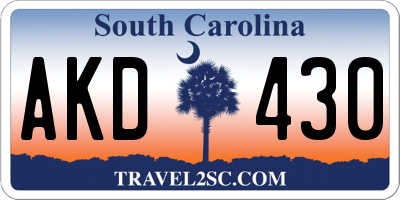 SC license plate AKD430