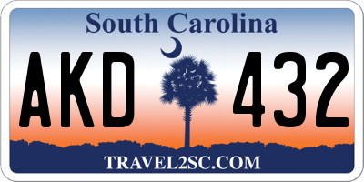 SC license plate AKD432