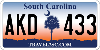 SC license plate AKD433
