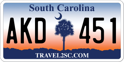 SC license plate AKD451