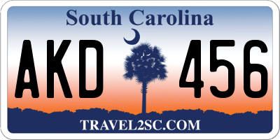 SC license plate AKD456
