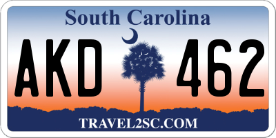 SC license plate AKD462