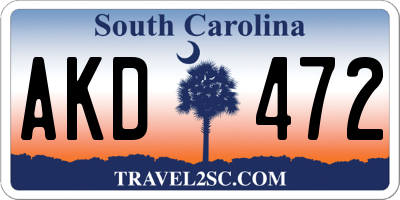 SC license plate AKD472