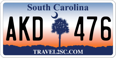 SC license plate AKD476