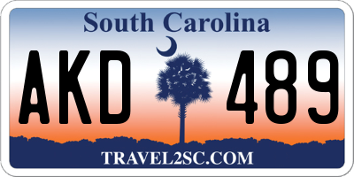 SC license plate AKD489
