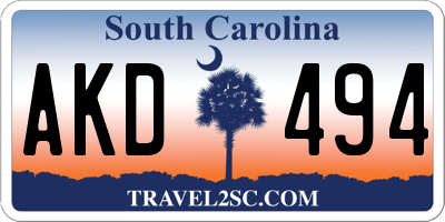 SC license plate AKD494