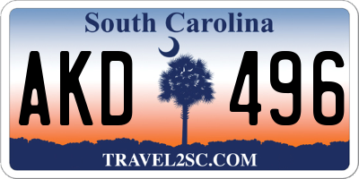 SC license plate AKD496