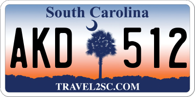 SC license plate AKD512