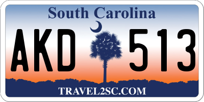 SC license plate AKD513
