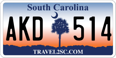 SC license plate AKD514