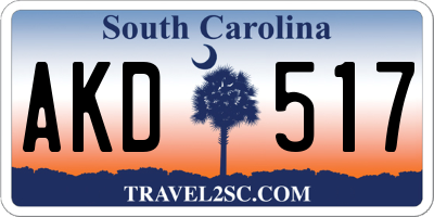 SC license plate AKD517