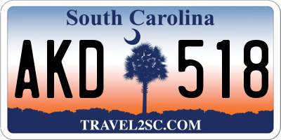 SC license plate AKD518