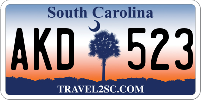 SC license plate AKD523