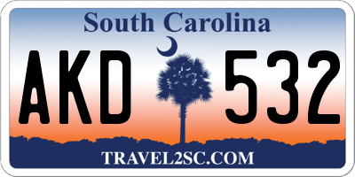 SC license plate AKD532
