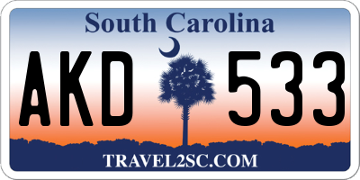 SC license plate AKD533