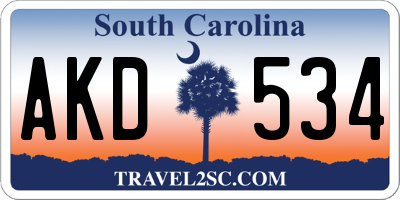 SC license plate AKD534