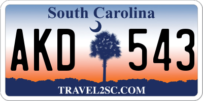 SC license plate AKD543
