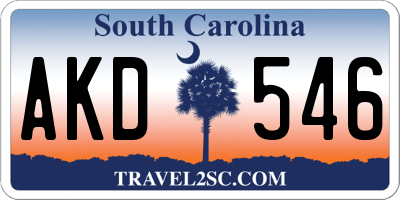 SC license plate AKD546