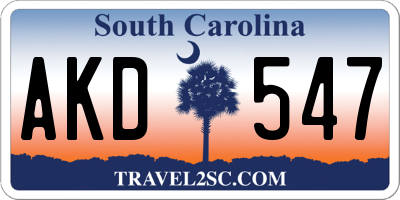 SC license plate AKD547