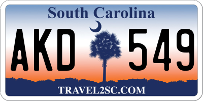 SC license plate AKD549