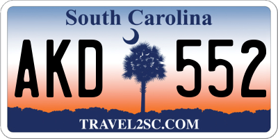 SC license plate AKD552