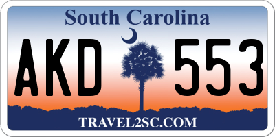 SC license plate AKD553