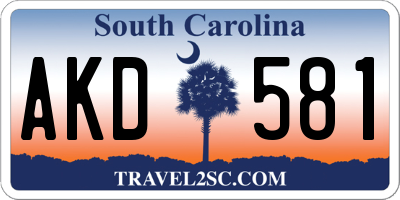 SC license plate AKD581