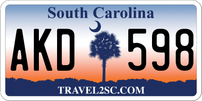 SC license plate AKD598