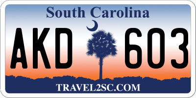SC license plate AKD603