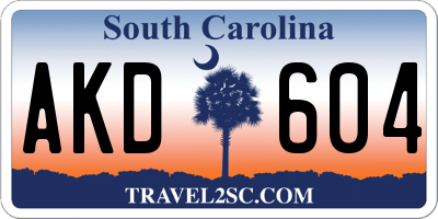 SC license plate AKD604