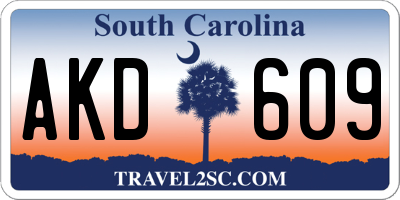SC license plate AKD609