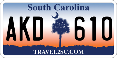 SC license plate AKD610