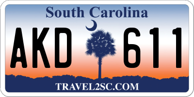 SC license plate AKD611