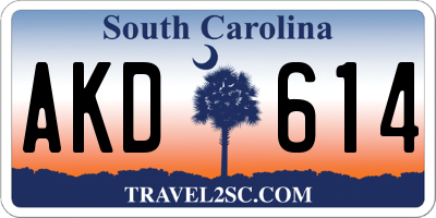 SC license plate AKD614