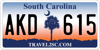 SC license plate AKD615