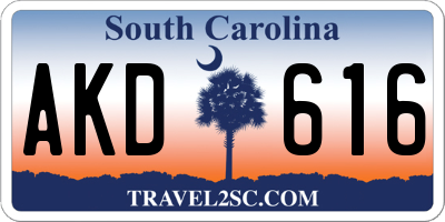 SC license plate AKD616