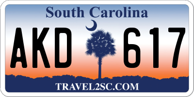 SC license plate AKD617