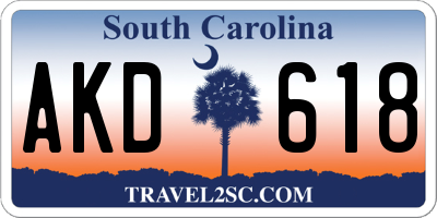 SC license plate AKD618