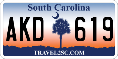 SC license plate AKD619
