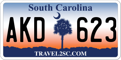 SC license plate AKD623