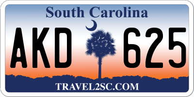 SC license plate AKD625