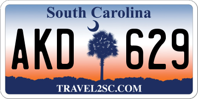 SC license plate AKD629
