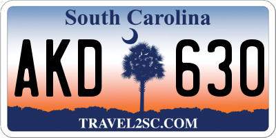 SC license plate AKD630
