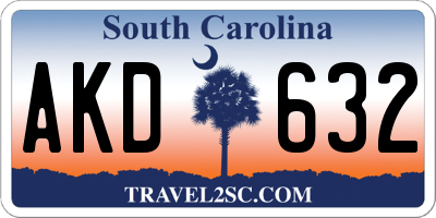 SC license plate AKD632