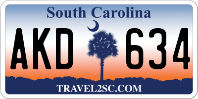 SC license plate AKD634