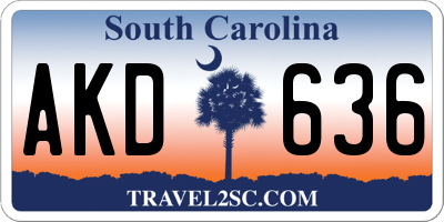 SC license plate AKD636