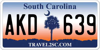 SC license plate AKD639