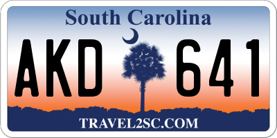 SC license plate AKD641