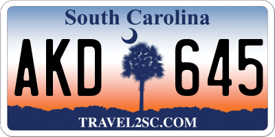 SC license plate AKD645