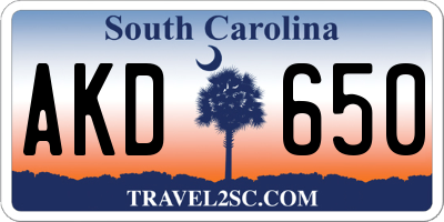 SC license plate AKD650